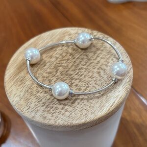 Elegant Silver Faux Pearl Bracelet